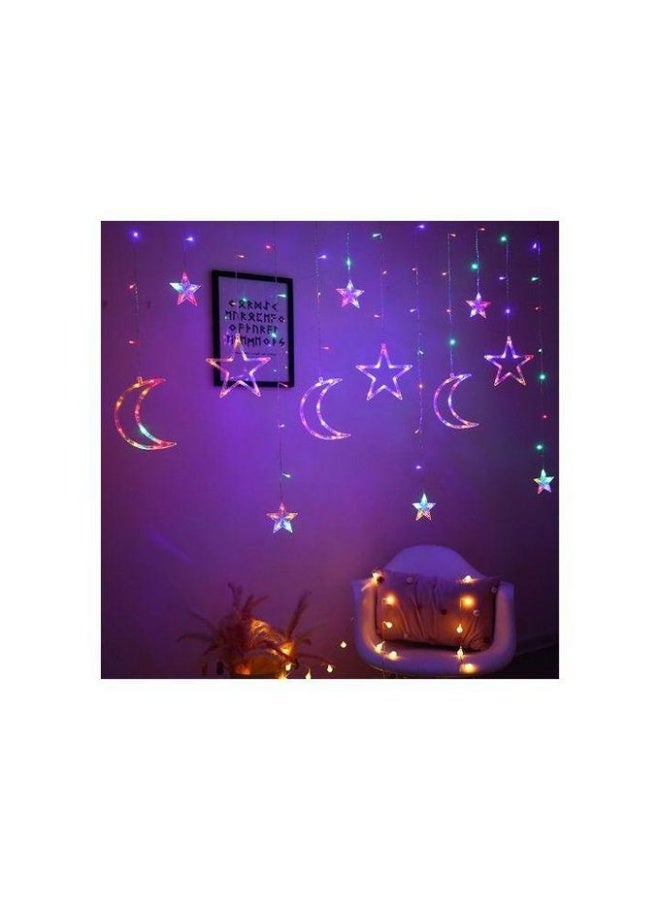 غير جو بيتك مع ستارة إضاءة LED بتصميم الهلال والنجمة – إضاءة جلاكسي متعددة الألوان لزينة رمضان وأجواء احتفالية مبهجة للمنزل والديكور - Image 4